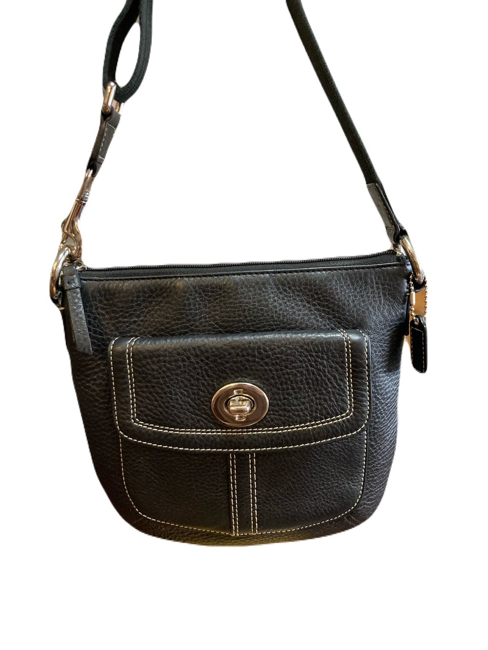 Coach Vintage Hamilton Black Pebbled Leather Crossbody Swingpack Bag F43057 NWOT